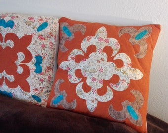 Handmade quilted patchwork pillow cover
