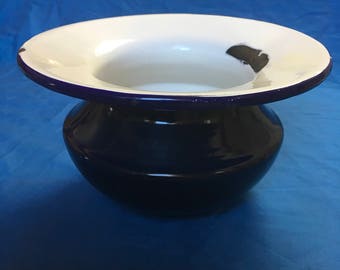 Antique cast iron enameled spittoon