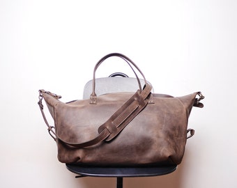 Leather Weekend bag / Overnight bag / Voyager / Brown leather travel bag