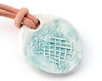 Protein ribbon structure pendant, porin protein beta barrel, proteomics science jewellery