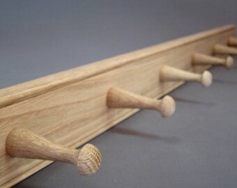 Solid Oak Shabby Chic Shaker Peg Rail Traditional Old Vintage Style Coat Peg Rack Handmade Country Cottage Wooden Quality British - UK MADE