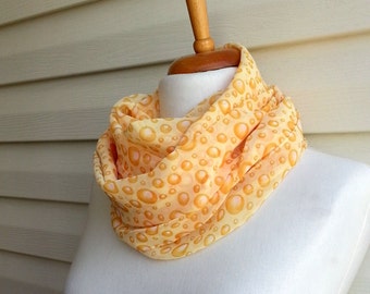 Yellow Bubbles infinity scarf, Gift for Her, Gift For Mom, Chiffon Scarf, Urban Outfit, Lightweight Spring Fashion