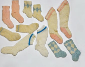 Six paires main tricot chaussettes jambières jambières de bébé vêtements bébé