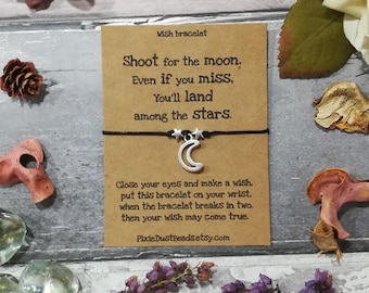 Moon Wish Bracelet, Moon and Stars Wish Bracelet, Moon Bracelet, Graduation Bracelet, Graduation Gift, Moon Jewellery, Moon Charm Bracelet