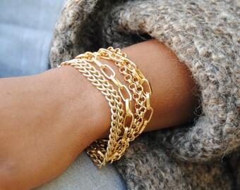 Multi Strand Bracelet-Multi Chain Bracelet-Gold Chain Bracelet-Multistrand Bracelet-Multichain Bracelet-Gold Bracelet-Gift for Her