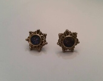 Sterling Silver Druzy Sajen Earrings