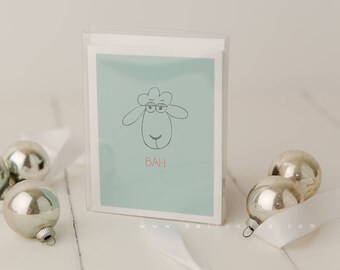 Bah Humbug Minimal Funny Christmas Greeting Card 5 card pack