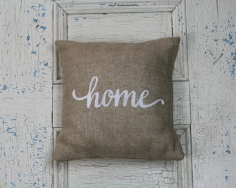 Maison oreiller, oreiller de toile de jute, décor rustique, coussin décoratif