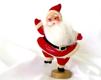 7 Inch Vintage Japan Flocked Santa