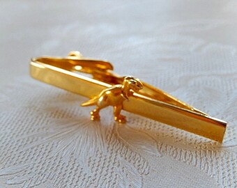 Dinosaur Tie Clasp, Vintage Tie Clasp, Brontosaurus, Gift for Him