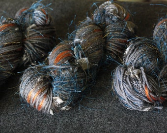 Set of 3 skeins of yarn, wool yarn, multicolored yarn, shawl yarn, fancy yarn, chunky yarn, denim yarn, poncho yarn