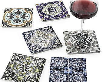 Arasbeque ceramic coasters set of 6 11X11X 0.9 cm