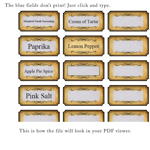 blank spice labels