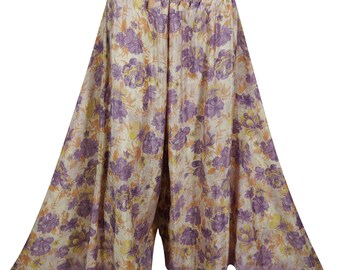 Floral Gypsy Easy Going Skirt Style Pant Smocked High Waist Vintage Divided Summer Skirts