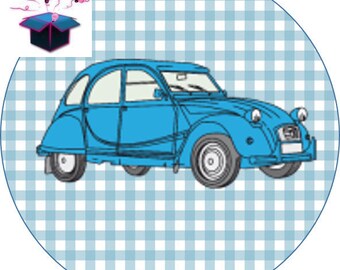 1 cabochon clear 25 mm 2cv car theme