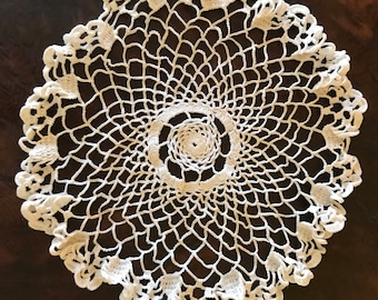 Vintage Hand-Crocheted Doily, 9 inches
