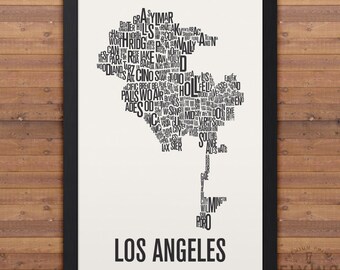 LOS ANGELES Neighborhood Typography City Map Print