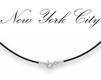 1mm Black Leather Cord Necklace Silver Clasp 14" - 36" inches N1BLKOO_SS