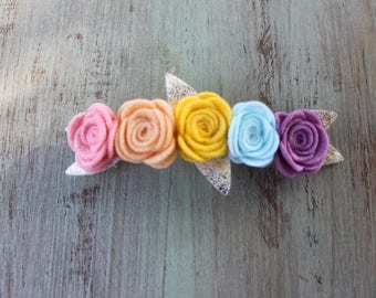 Rainbow Rosette Felt Flower Crown