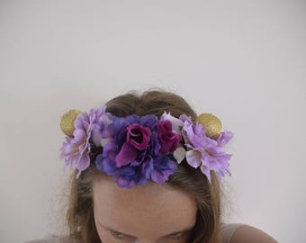Purple and Golden Fairy Flowercrown - Handmade