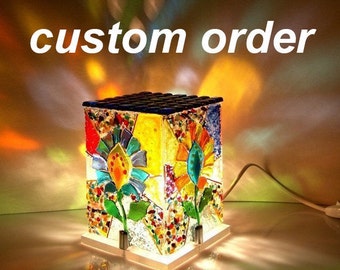 Table lamp, fused art glass lamp