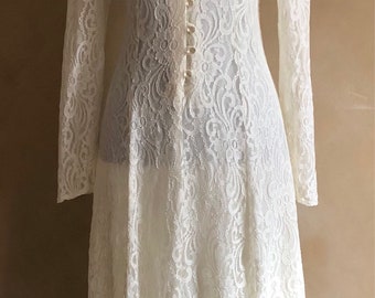Vintage 70's Romantic Lace Dress with lace up back