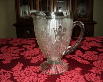 Jeanette Glass Iris & Herringbone Pitcher