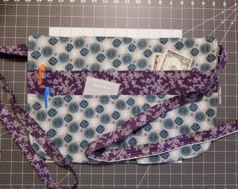 Vendor or server apron, six pocket apron, farmers market apron, blue, purple, gray