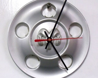 Recycled Wall Clock made from a Dodge Ram Center Cap