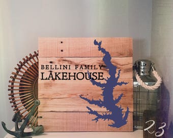 Custom Lake Sign, The Family Lakehouse - Hand painted, Wood Sign