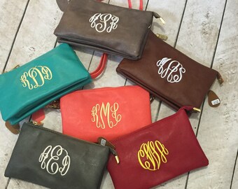 Monogrammed crossbody purse, Monogram wristlet, initials, bridesmaid gift, clutch