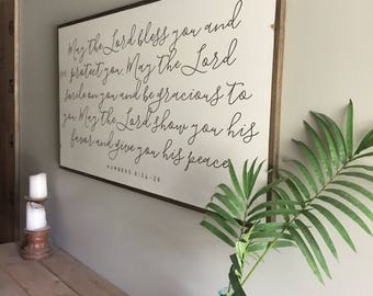 THRESHOLD BLESSING 2X4 sign | Scripture wall art | May the Lord bless you | farmhouse inspired rustic home decor | shabby chic Bible verse