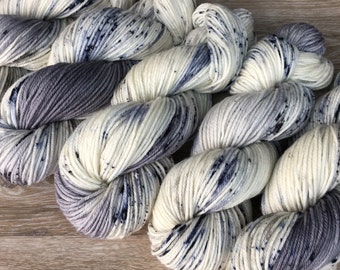 To the Moon and Back - DK or Worsted Weight Speckled Hand Dyed Yarn, 100% Superwash Merino 4-Ply, Outerspace Moon