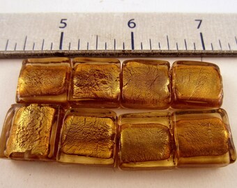 Silver Foil Beads 15x15 sq mm 8 beads amber