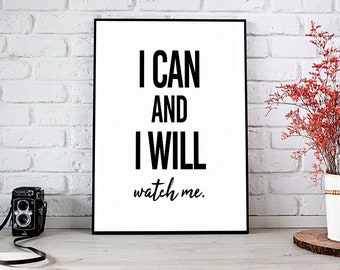 I Can I Will,Motivational Quote,Inspirational,Instant Download,Printable Wall Art,Printable Art,Motivational,Wall Art,Inspirational Print