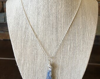 Blue Kyanite Wire Wrapped Pendant Necklace Jewelry Gift