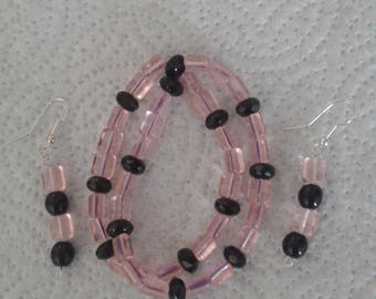 Double row bracelet and matching earrings