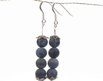 blue lapis lazuli earrings, blue earrings, lapis lazuli earrings, blue lapis lazuli, long earrings, silver earrings, silver ear hooks,