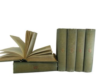 Distressed Green Decorative Books , Vintage Photo Props , Wedding Decor , Bookshelf Decor , Home Decor , Old Book