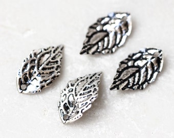 2234 Silver pendant 18x10 mm Leaf pendant jewelry Antique silver pendant Metal pendant leaves Findings for jewelry Metal leaf pendant 10 pcs