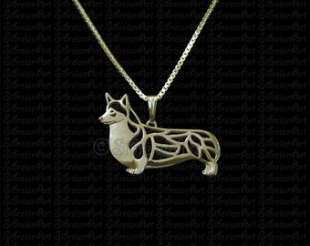 Pembroke Welsh Corgi - Gold pendant and necklace.