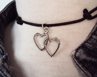 Valentine Choker Heart Choker Necklace Leather Red Pink Heart