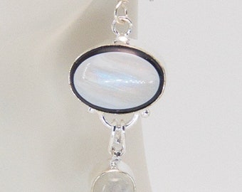 Moonstone and Onyx Sterling Silver Earrings