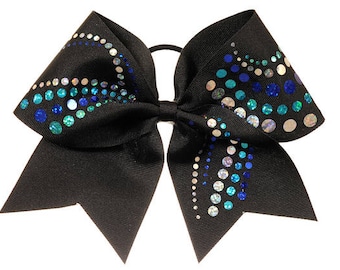 Black and Blue Jewels Cheer Hair Bow