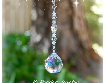 Prism Crystal Suncatcher, Rearview Mirror Car Charm, Window Decoration, Hanging Prism, Light Catcher, Rainbow Maker