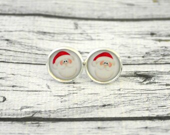 Jewelry, Santa Claus, 1.4 cabochons Stud Earrings pair cm diameter