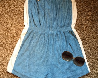 70s/80s "Baby Blue" Terry Cloth Romper