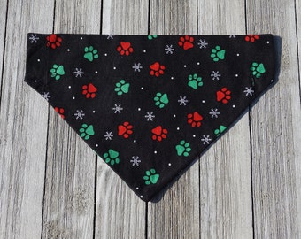 Christmas Paws Dog Bandana, Over the Collar