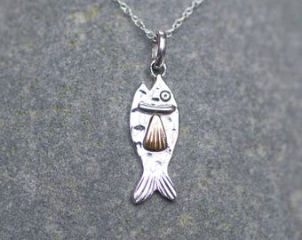 Fish Necklace, Fish Pendant, Silver Fish Necklace, Pisces Necklace