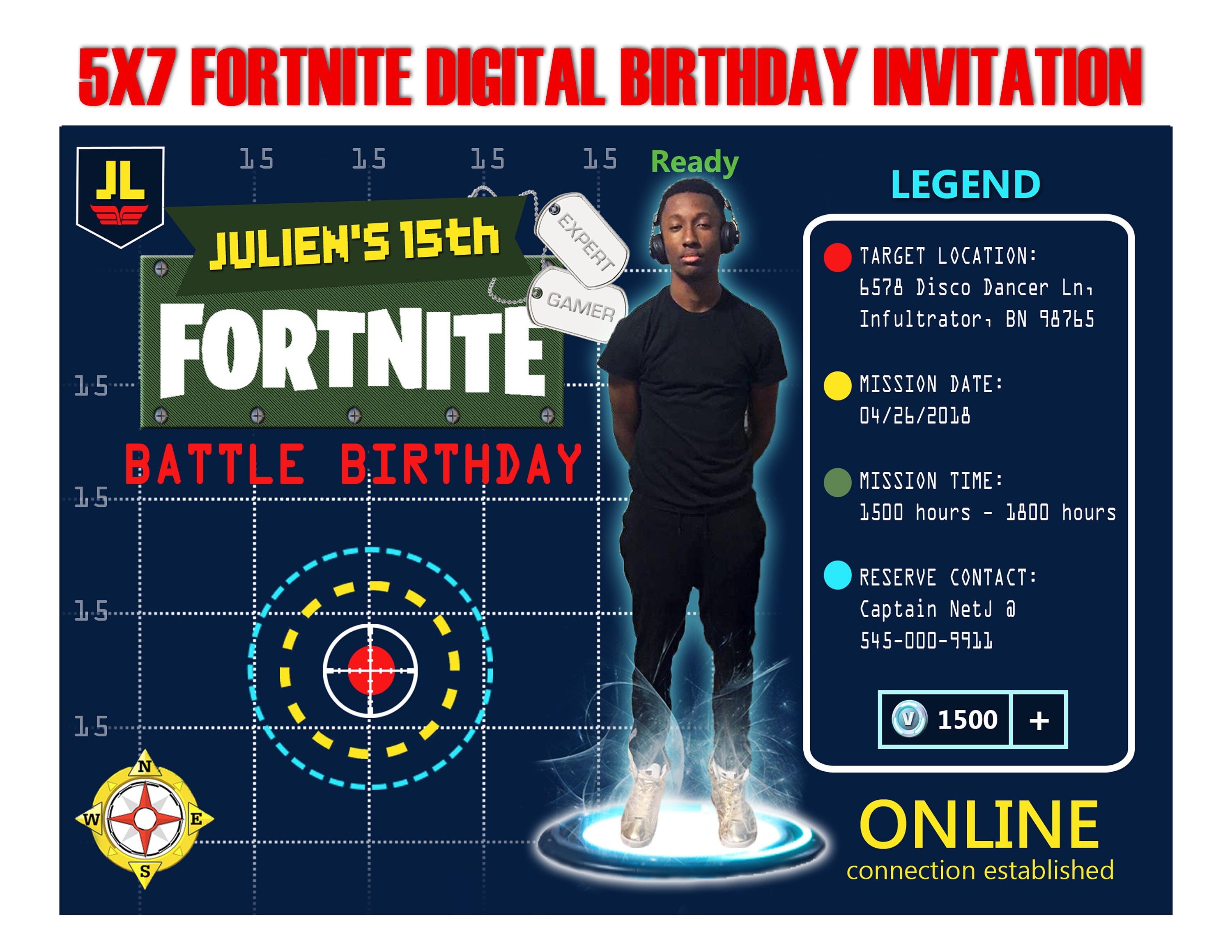 Fortnite Photo Theme Invitation Printable DIY or Printing Fortnite Photo Theme Invitation Printable DIY or Printing